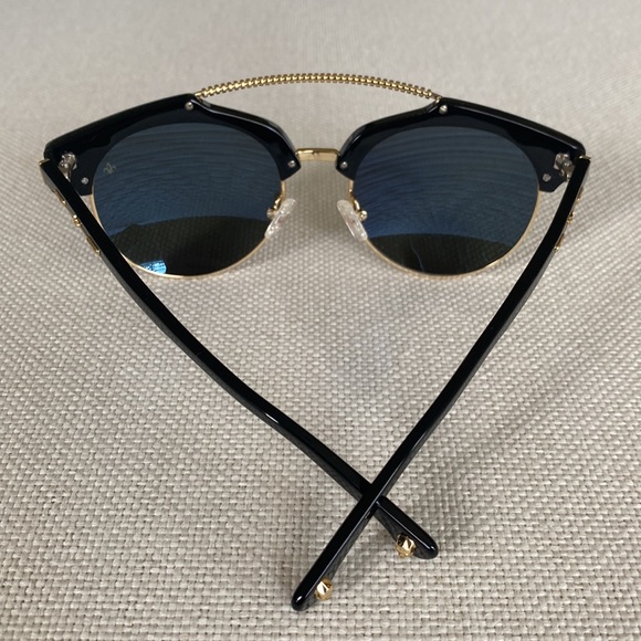 Philippe Plein Horn Rim Double Bridge Black & Gold Framed Sunglasses Unisex - Picture 7 of 16